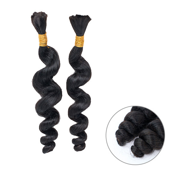 [Ashine]  Loose Wave Braiding Hair Bundle Bulk Human Hair 100g Extensions for Boho Braids #1B Natural Black