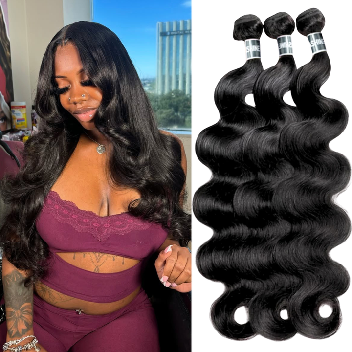 [Ashine] Body Wave Salon Quality Virgin Brazilian Hair #1B Natural Black