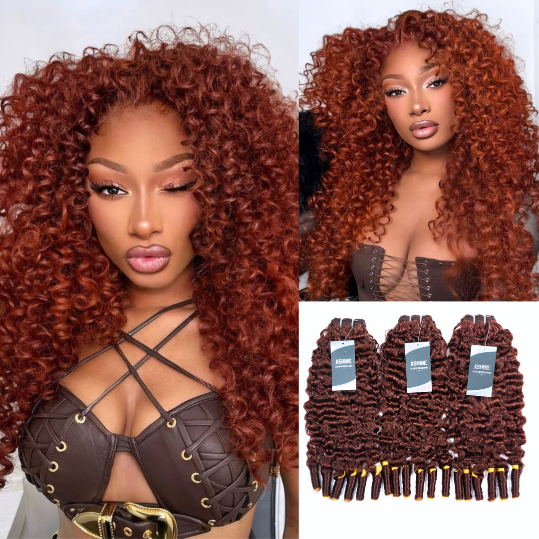 [Ashine] #33 Burmese Curly Virgin Human Hair Bundles Extension 10A