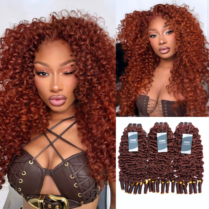 [Ashine] #33 Burmese Curly Virgin Human Hair Bundles Extension 10A