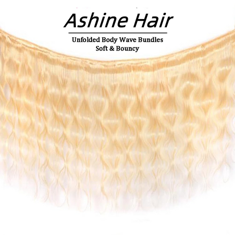 [Ashine] 613 Lightest Blonde Bundles Human Hair Straight Body Wave Hair Bundles 12A 100% Brazilian Virgin Human Hair Can be Dyed No Tangle