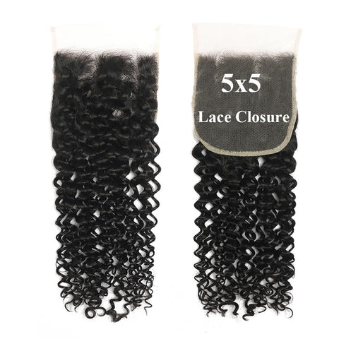 [Ashine] Upgrade Free Parted Lace Deep Curly 2x6 4x4 5x5 Closure #1B Natural Black 100% Human Hair Pre Plucked Pre Bleached Pre Cut