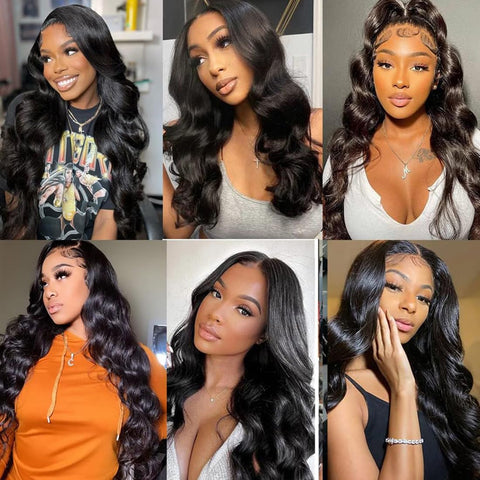 [Ashine] Upgrade Free Parted Lace Body Wave 2x6 4x4 5x5 Closure #1B Natural Black 100% Human Hair Pre Plucked Pre Bleached Pre Cut