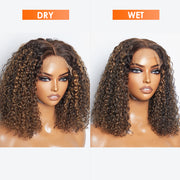 Ashine 14 inch 5"x5" Closure Lace Wig Kinky Curly Brazilian Human Virgin Hair 150% Density