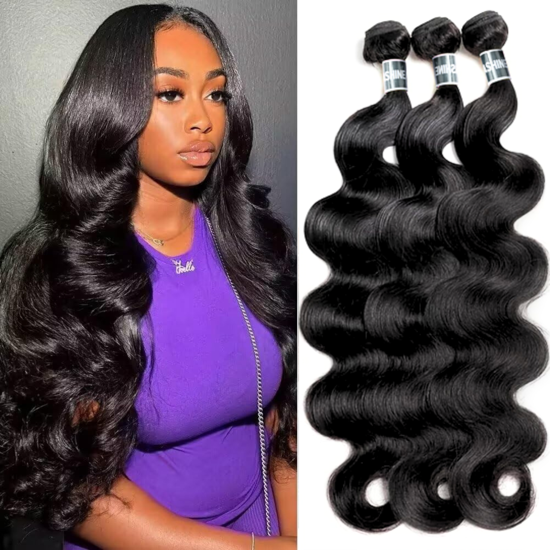 [Ashine] Body Wave Salonkvalitet Jomfru Brasiliansk Hår #1B Naturlig Sort