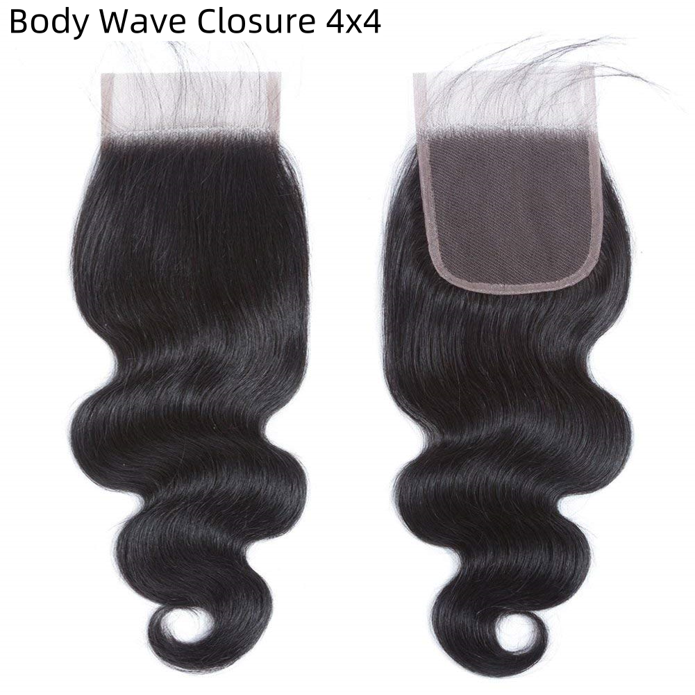 [Ashine] Upgrade Free Parted Lace Body Wave 2x6 4x4 5x5 Closure #1B 100% Human Hair