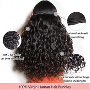 [Ashine] Water Wave Bundles Human Hair 10A Brazilian Virgin Curly Human Hair Bundles Double Weft Bundles Natural Black Color Wet and Wavy Hair Extensions