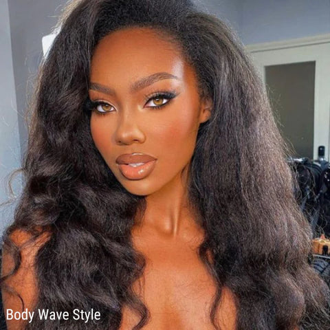 Ashine 16-20 Inches 13x4 & 5x5 4C Edges | Kinky Edges Kinky Straight HD Glueless Mid Part Long Lace Closure Wig-100% Human Hair