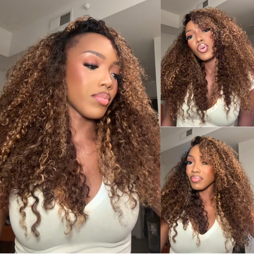[Ashine] Burmese Curly T1B/P4/27 Virgin Human Hair Bundles Extension 10A
