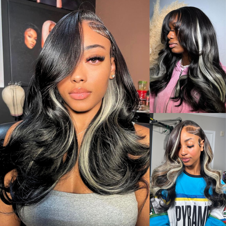 [Ashine] 12A #1B/613 Blonde Peekaboo Human Hair Bundles 100% Virgin Vietnamese Hair - New Trends