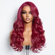 Ashine 24 Inches 5"x5" Body Wavy Wear & Go Glueless #99j Lace Closure Wig-100% Human Hair