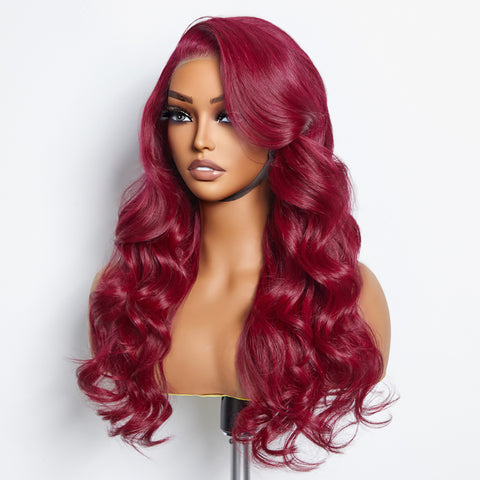 Ashine 24 Inches 5"x5" Body Wavy Wear & Go Glueless #99j Lace Closure Wig-100% Human Hair