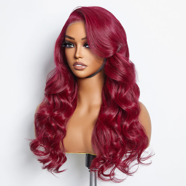 Ashine 24 Inches 5"x5" Body Wavy Wear & Go Glueless #99j Lace Closure Wig-100% Human Hair