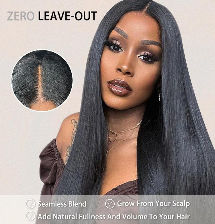 [Ashine] V Part Wigs Straight/Kinky Curly Human Hair Natural Black 150% Density No Leave Out