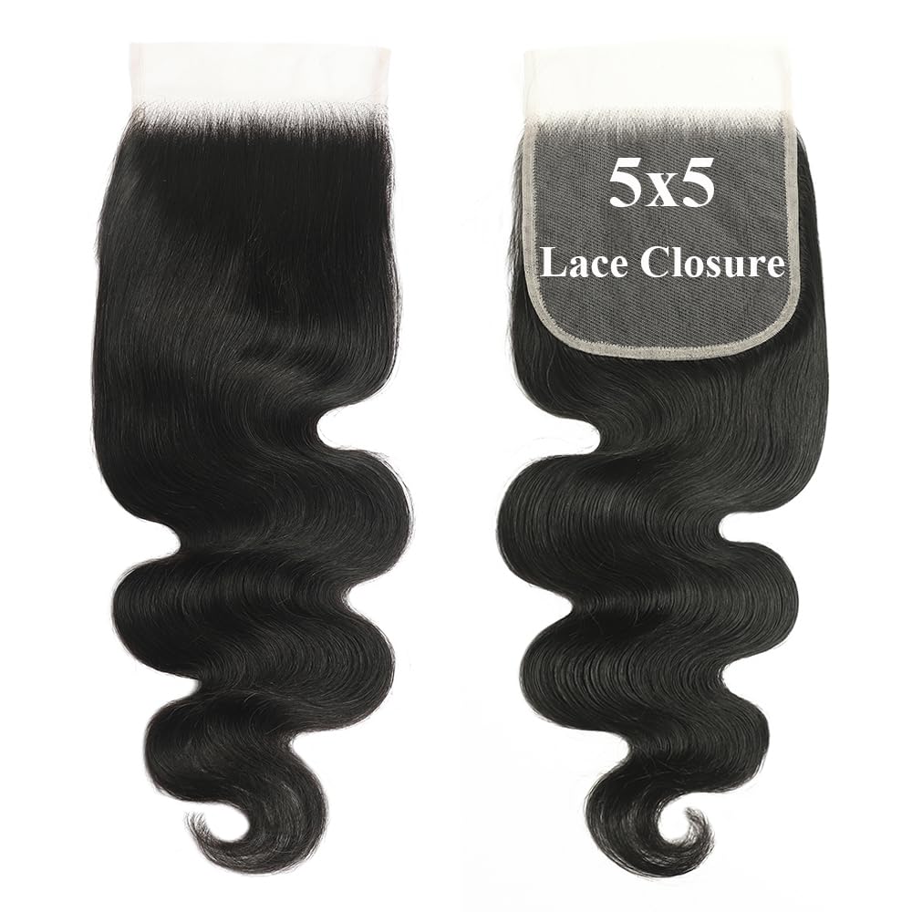 [Ashine] Upgrade Free Parted Lace Body Wave 2x6 4x4 5x5 Closure #1B 100% Human Hair