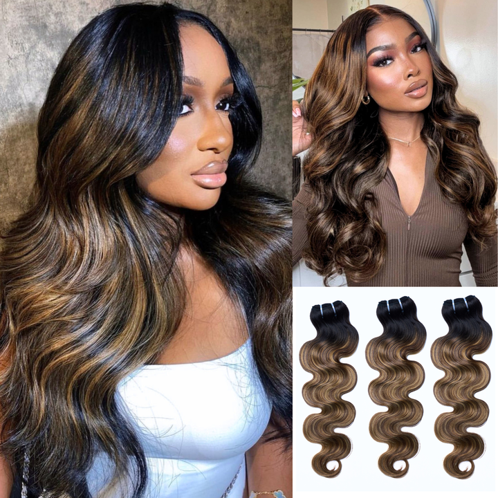 [Ashine] T1B/P4/27 Highlight Hair Bundles Brazilian Colored Human Hair Body Wave 10A