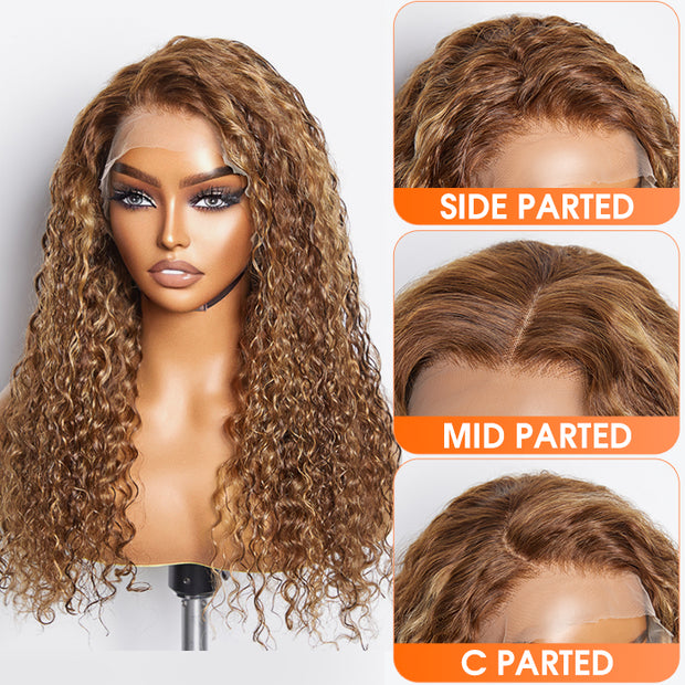 Ashine 22-24 Inch Pre-Plucked 13"x4" Lace Front Water Wavy Wig Free Part 150% Density-100% Human Hair