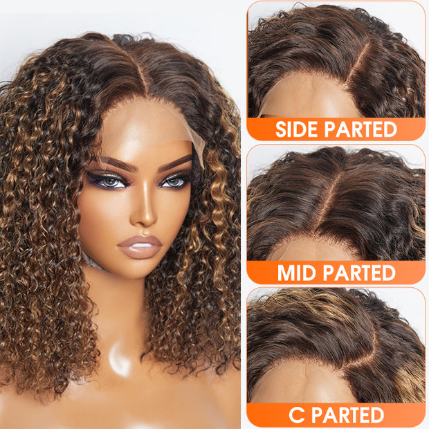 Ashine 14 inch 5"x5" Closure Lace Wig Kinky Curly Brazilian Human Virgin Hair 150% Density