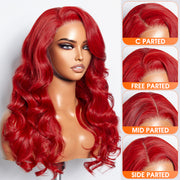 Ashine 24 Inches 5"x5" Body Wavy Wear & Go Glueless #Red Lace Closure Wig-100% Human Hair