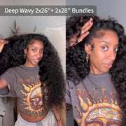 10-30 Inch Deep Wavy Virgin Brazilian Hair #1B Natural Black