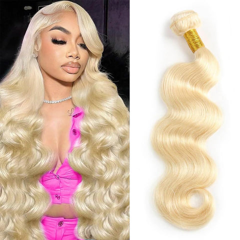 [Ashine] 613 Lightest Blonde Bundles Human Hair Straight Body Wave Hair Bundles 12A 100% Brazilian Virgin Human Hair Can be Dyed No Tangle