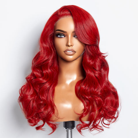 Ashine 24 Inches 5"x5" Body Wavy Wear & Go Glueless #Red Lace Closure Wig-100% Human Hair