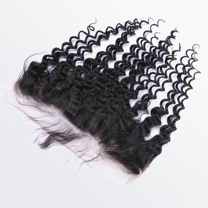 ASHINE 13 x 4 Upgrade Free Parted Lace Frontal #1B Natural Black 100% human Hair Lace Front