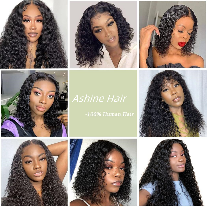 [Ashine] Upgrade Free Parted Lace Deep Wave 2x6 4x4 5x5 Closure #1B 100% Human Hair