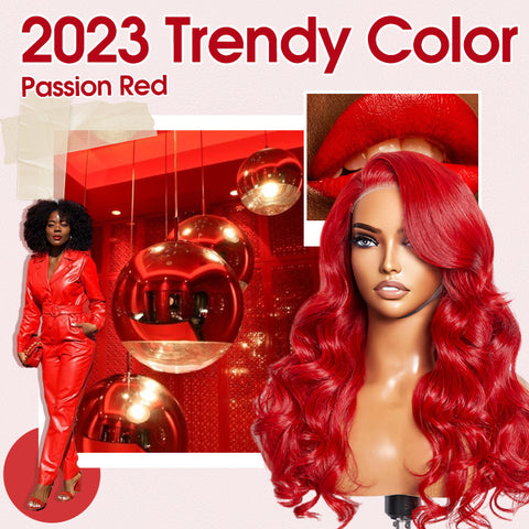 Ashine 24 Inches 13"x4" Body Wavy Wear & Go Glueless #Red Lace Frontal Wig-100% Human Hair