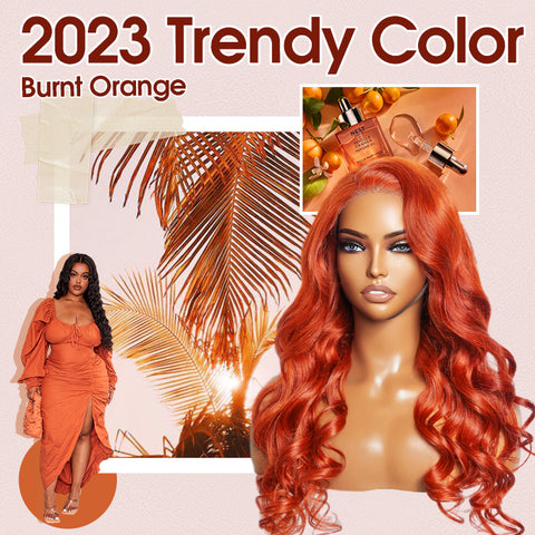 Ashine 24 Inches 13"x4" Body Wavy Wear & Go Glueless #Orange Lace Frontal Wig-100% Human Hair