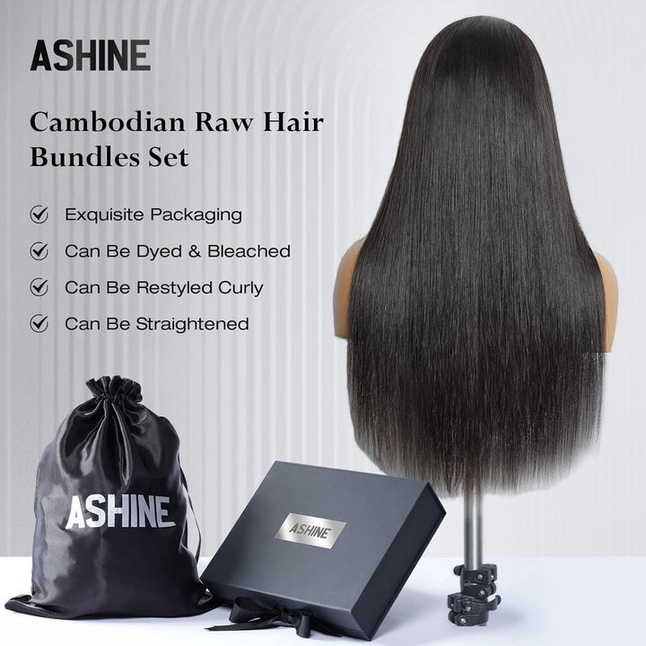 [Ashine] Cheveux brésiliens vierges de qualité salon #1B Noir naturel