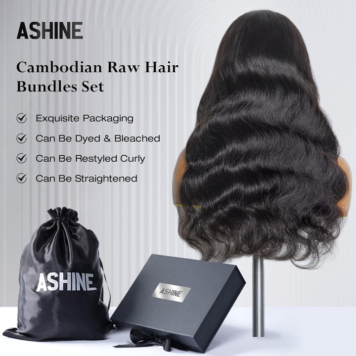 [Ashine] Body Wave Salon Quality Virgin Brazilian Hair #1B Natural Black