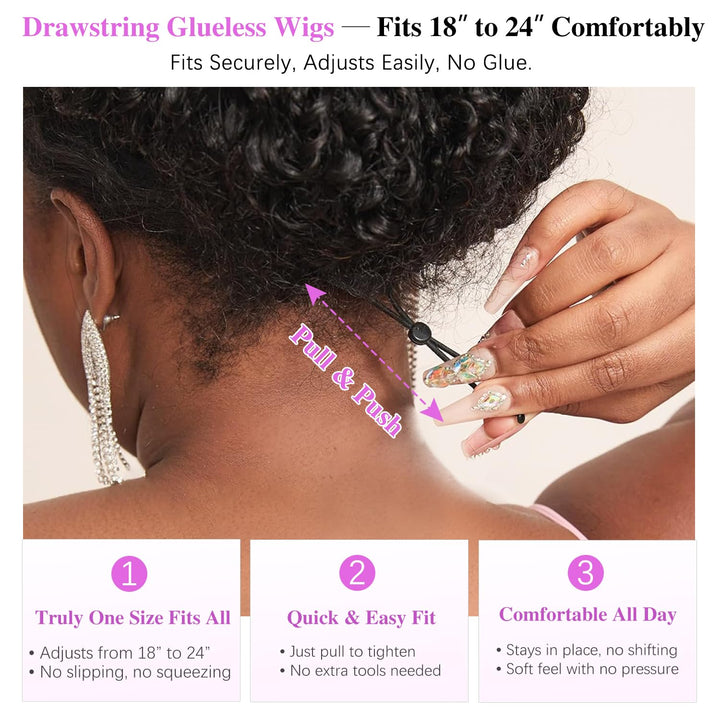 [Ashine] 5x5 Pre Cut HD Front Lace Wig 22-30 Inch #1B Burmese Curly Must-Have style Glueless Human Hair