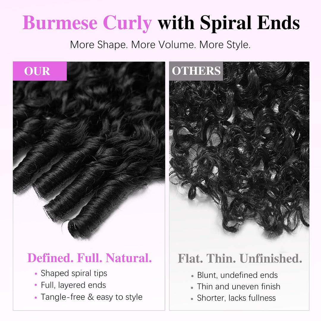 [Ashine] 5x5 Pre Cut HD Front Lace Wig 22-30 Inch #1B Burmese Curly Must-Have style Glueless Human Hair