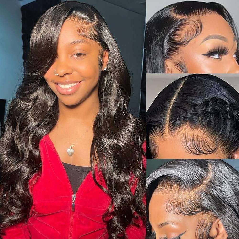 [Ashine] 13x6 Pre Cut HD Front Lace Wig 20-32 Inch #1B Body Wave Must-Have style Glueless Human Hair