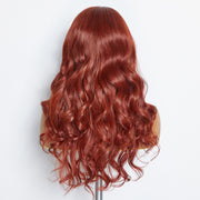 Ashine 24 Inches 5"x5" Body Wavy Wear & Go Glueless #Redbrown Lace Closure Wig-100% Human Hair