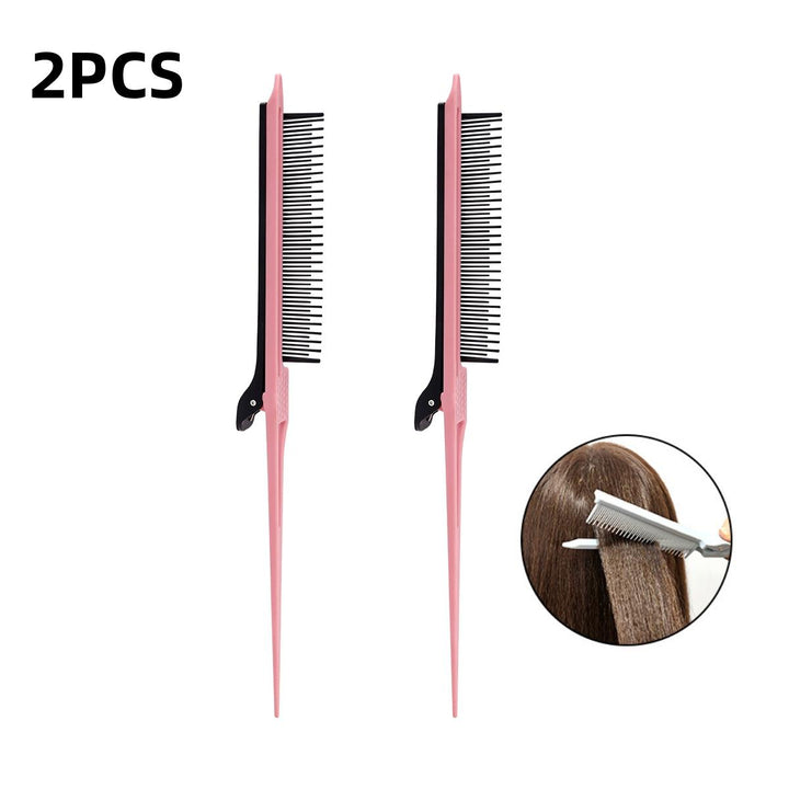 [Ashine] Peigne à queue taquine, pince de fixation de partition rose, peigne en fer plat, peignes à pince à cheveux