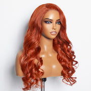 Ashine 24 Inches 5"x5" Body Wavy Wear & Go Glueless #Orange Lace Closure Wig-100% Human Hair