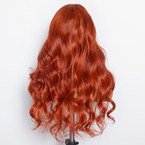 Ashine 24 Inches 5"x5" Body Wavy Wear & Go Glueless #Orange Lace Closure Wig-100% Human Hair