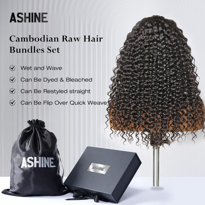 [Ashine] Perfect Summer Hair Curly Vacation Bundles – Salon Quality Brazilian Virgin 100% Human Hair