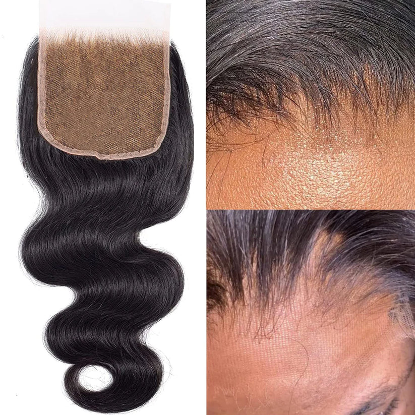 [Ashine] 14-18Inch 4" x 4" Deep Curly Free Parted Lace Closure #1B Natural Black