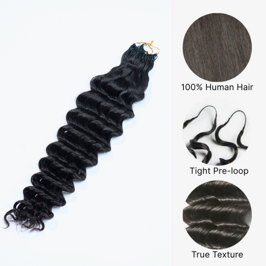 [Ashine] Pre-Separated Feather Crochet Human Hair Extensions Deep Wave Protective Style Natural Look & Blend Long-Lasting & Reusable Versatile Styling