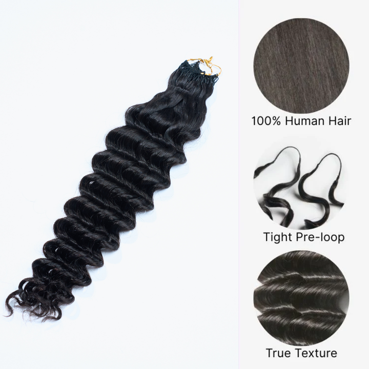 [Ashine] Pre-Separated Feather Crochet Human Hair Extensions Deep Wave Protective Style Natural Look & Blend Long-Lasting & Reusable Versatile Styling