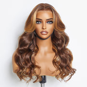 Ashine 24 Inches 13"x4"  Body Wavy Wear & Go Glueless #4/27 Lace Frontal Wig-100% Human Hair