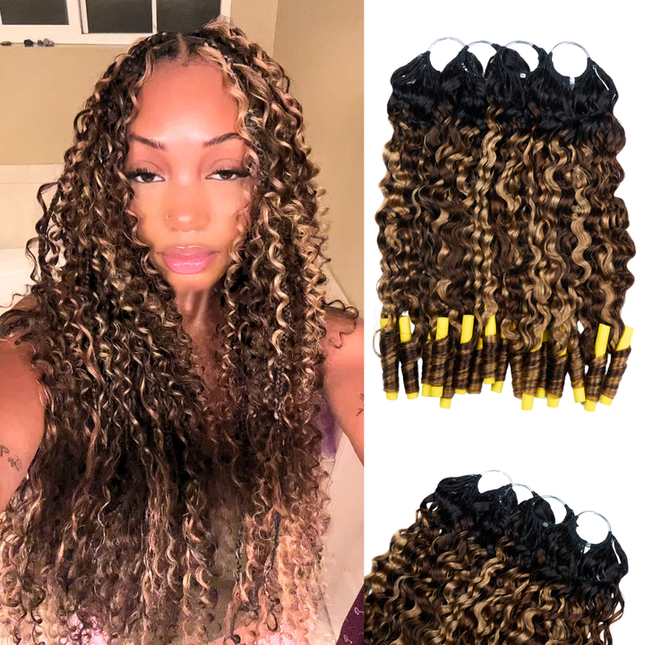 [Ashine] Burmese Curly T1B/P4/27 Feather Crochet Hair Extensions