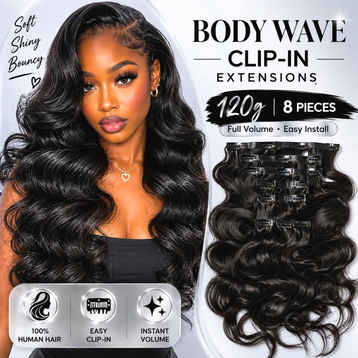 [Ashine] Clip in Hair Extensions Real Human Hair,100% Virgin Remy Human Hair Extensions for Women,1B Natural Black 8pcs Per Set with Double Weft 120g