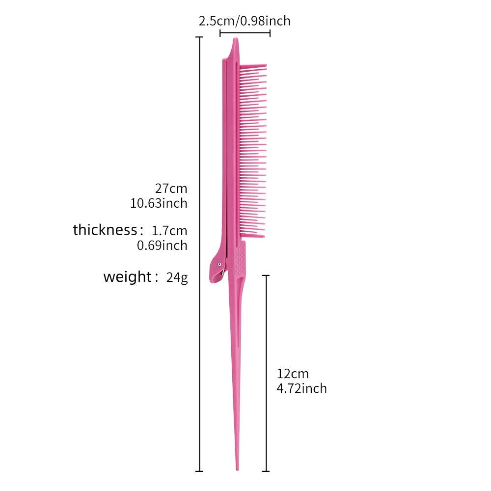 [Ashine] Peigne à queue taquine, pince de fixation de partition rose, peigne en fer plat, peignes à pince à cheveux