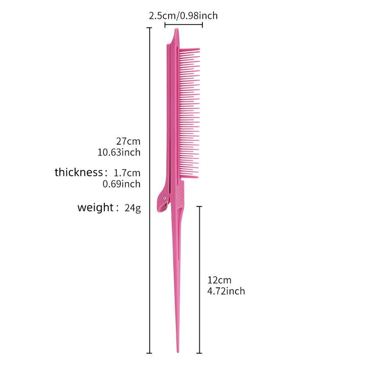 [Ashine] Peigne à queue taquine, pince de fixation de partition rose, peigne en fer plat, peignes à pince à cheveux