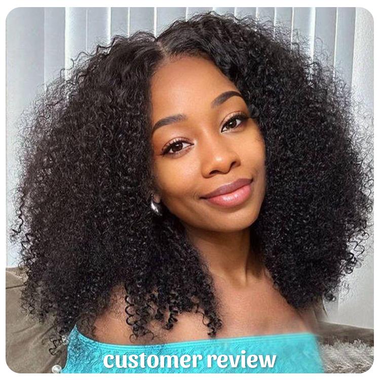[Ashine] V Part Wigs Straight/Kinky Curly Human Hair Natural Black 150% Density No Leave Out