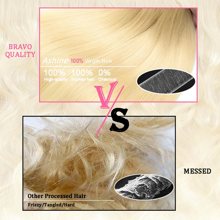 [Ashine] 613 Blonde Bundles Straight Body Wave 12A 100% Brazilian Virgin Human Hair